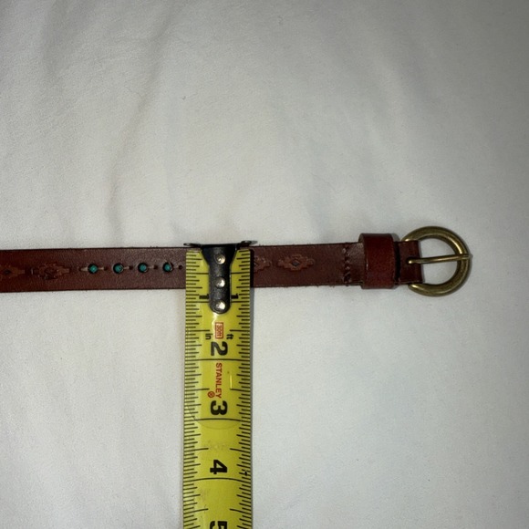 Leather Belt Women Size 31-35 Southwest Turquoise Beads - Picture 4 of 6